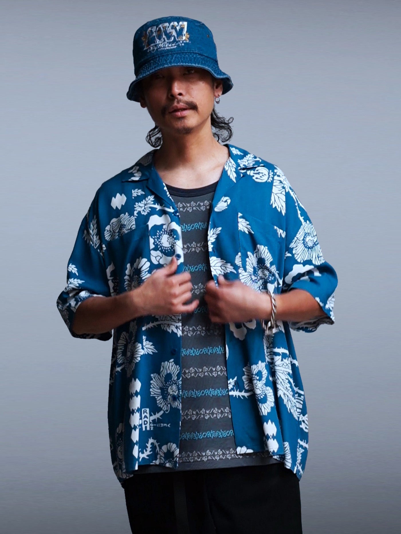 RADIALL | VERSIONS - OPEN COLLARED SHIRT S/S - Konpeki Blue