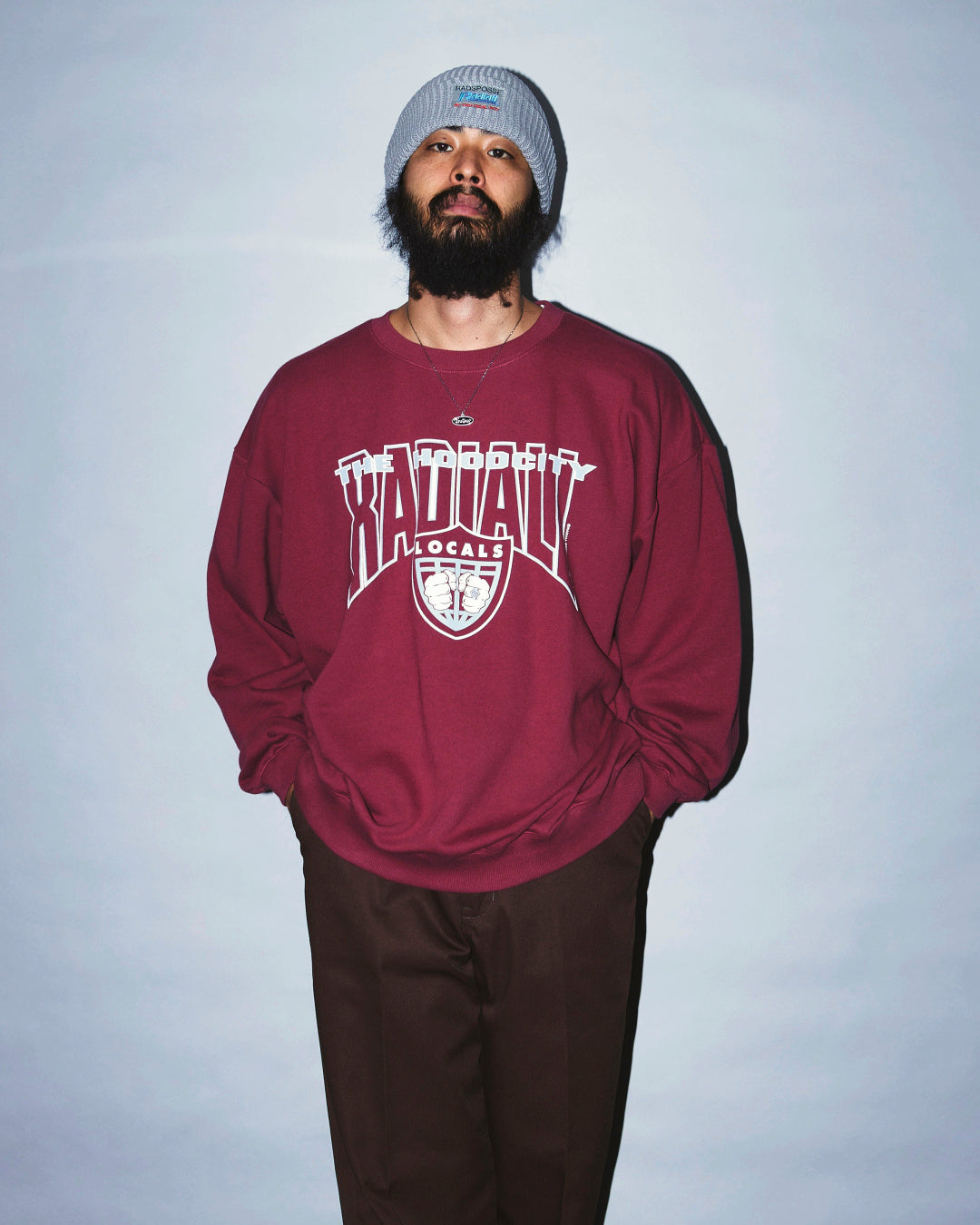 RADIALL | HOOD CITY - CREW NECK SWEATSHIRT L/S - Burgundy