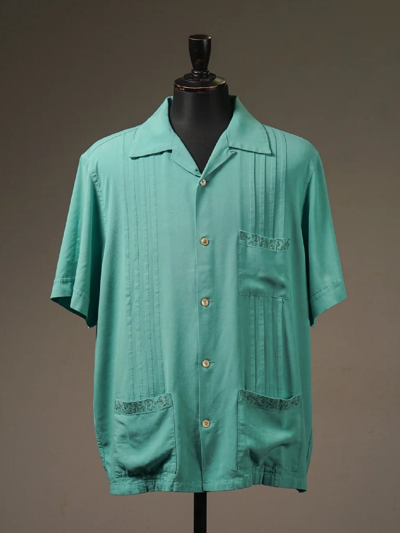 GANGSTERVILLE | RIPTIDE CLUB - S/S GUAYABERA SHIRTS / GSV5114 - Mint Green