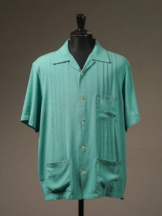 GANGSTERVILLE | RIPTIDE CLUB - S/S GUAYABERA SHIRTS / GSV5114 - Mint Green