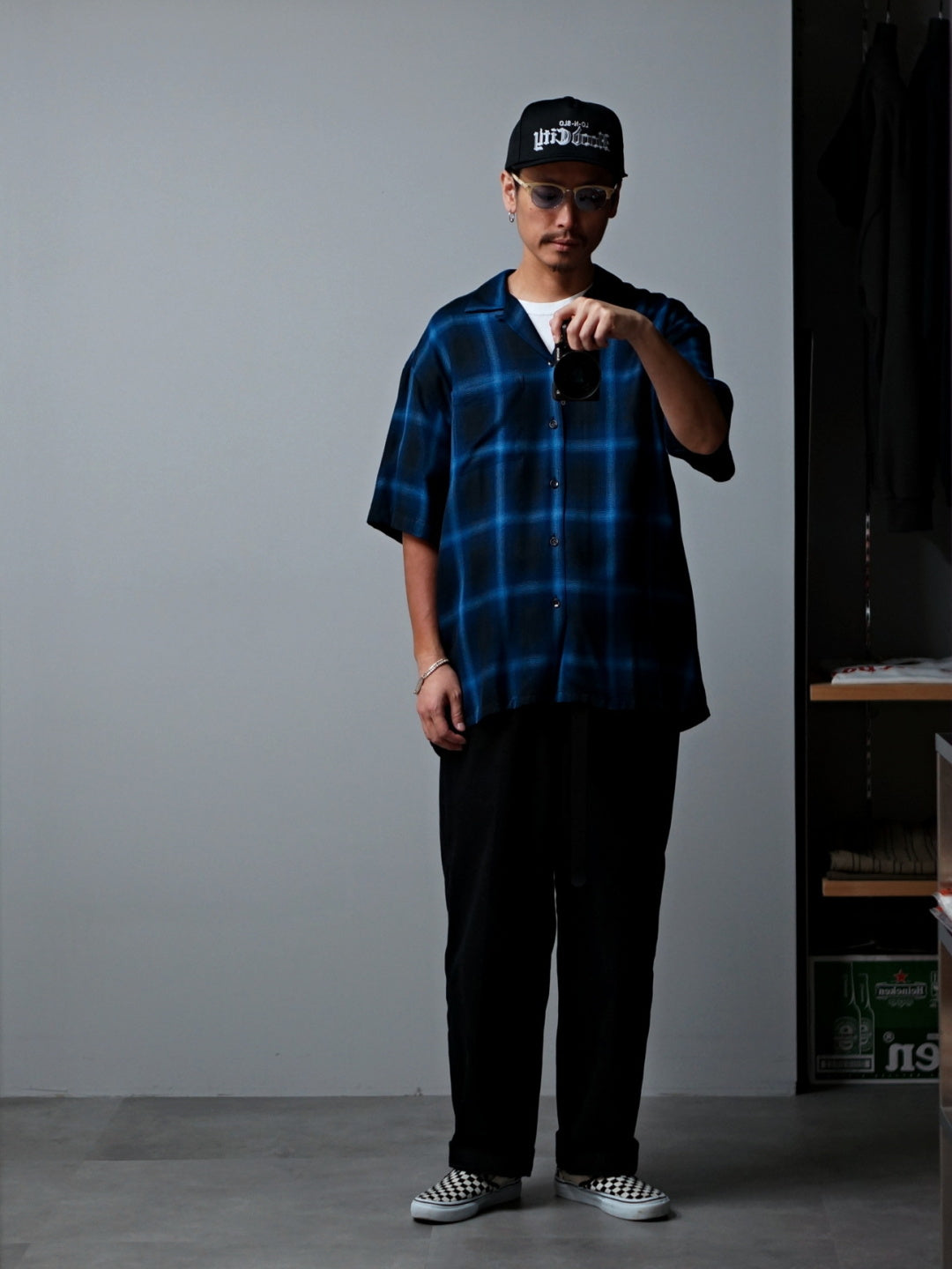 RADIALL | EASY - OPEN COLLARED SHIRT S/S - Midnight Navy