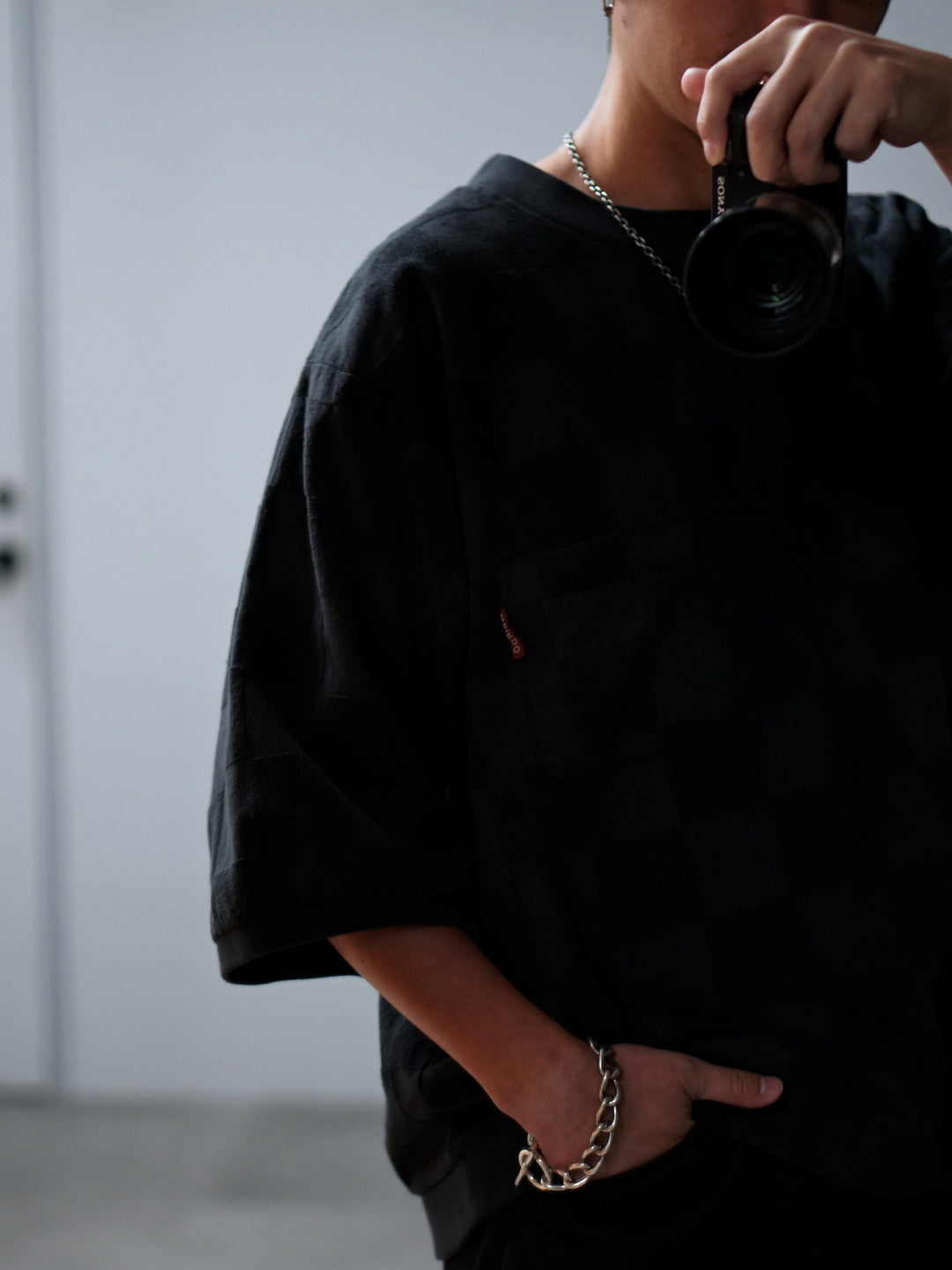 WEIRDO | CHECKER - H/S PILE SWEAT - Black
