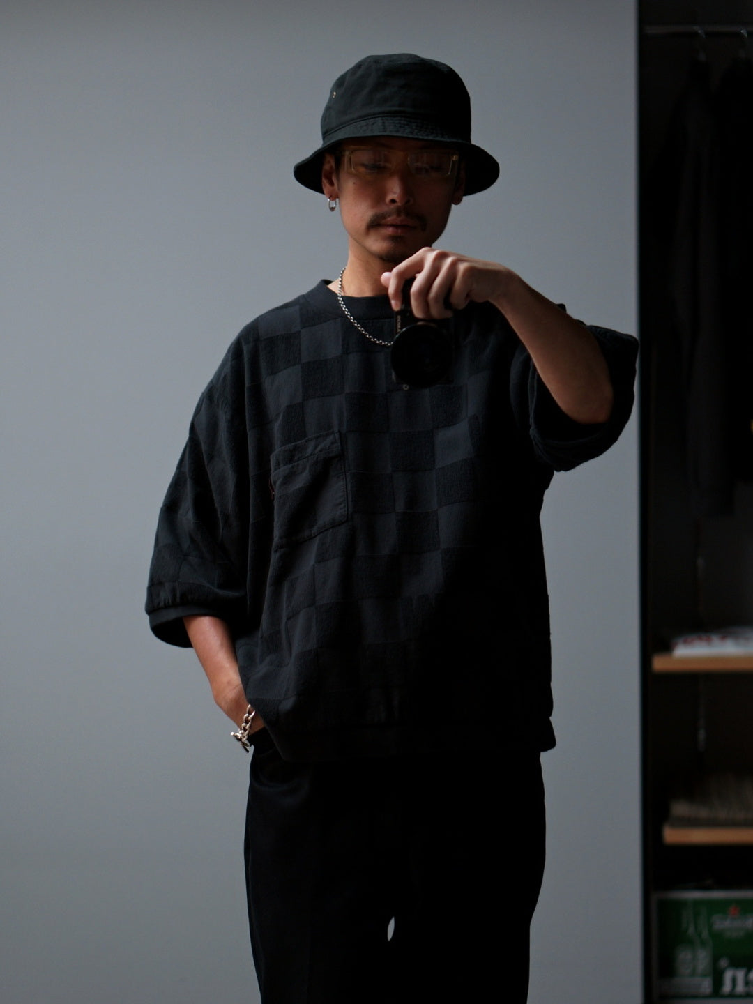 WEIRDO | CHECKER - H/S PILE SWEAT - Black