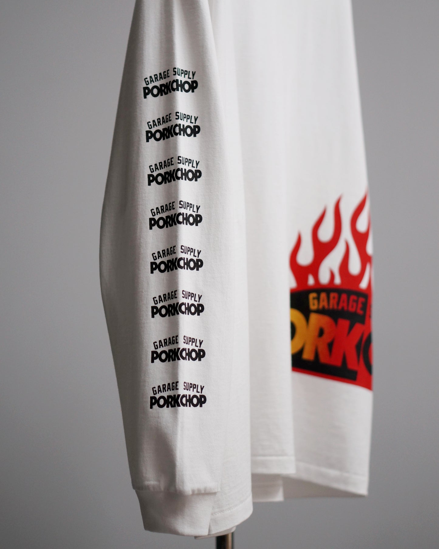 PORKCHOP | FIRE BLOCK MULTI L/S TEE - White