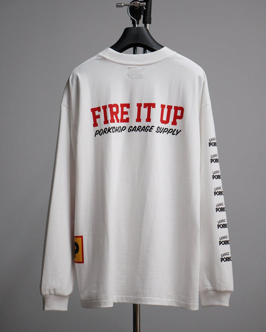 PORKCHOP | FIRE BLOCK MULTI L/S TEE - White