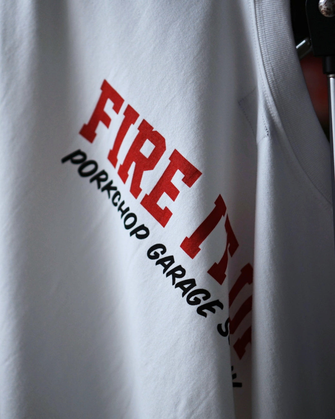 PORKCHOP | FIRE BLOCK MULTI L/S TEE - White