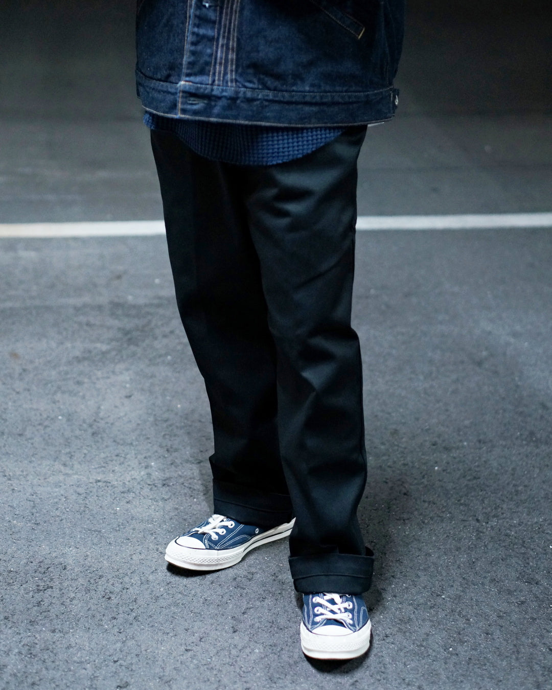 RADIALL | CNQ MOTOWN - WIDE TAPERED FIT PANTS - Black