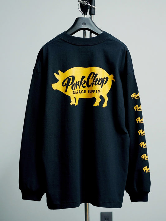 【3.29 (Sun) 12:00 Release】PORKCHOP | SCRIPT PORK L/S TEE - Black