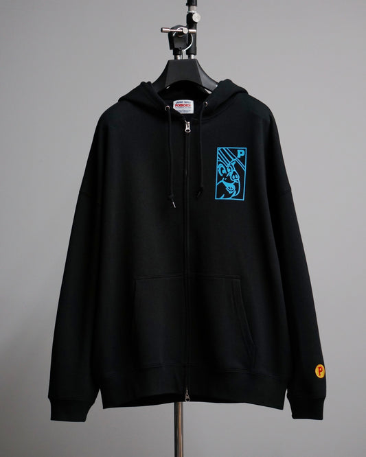 PORKCHOP | O.P. SQUARE ZIP UP HOODIE - Black