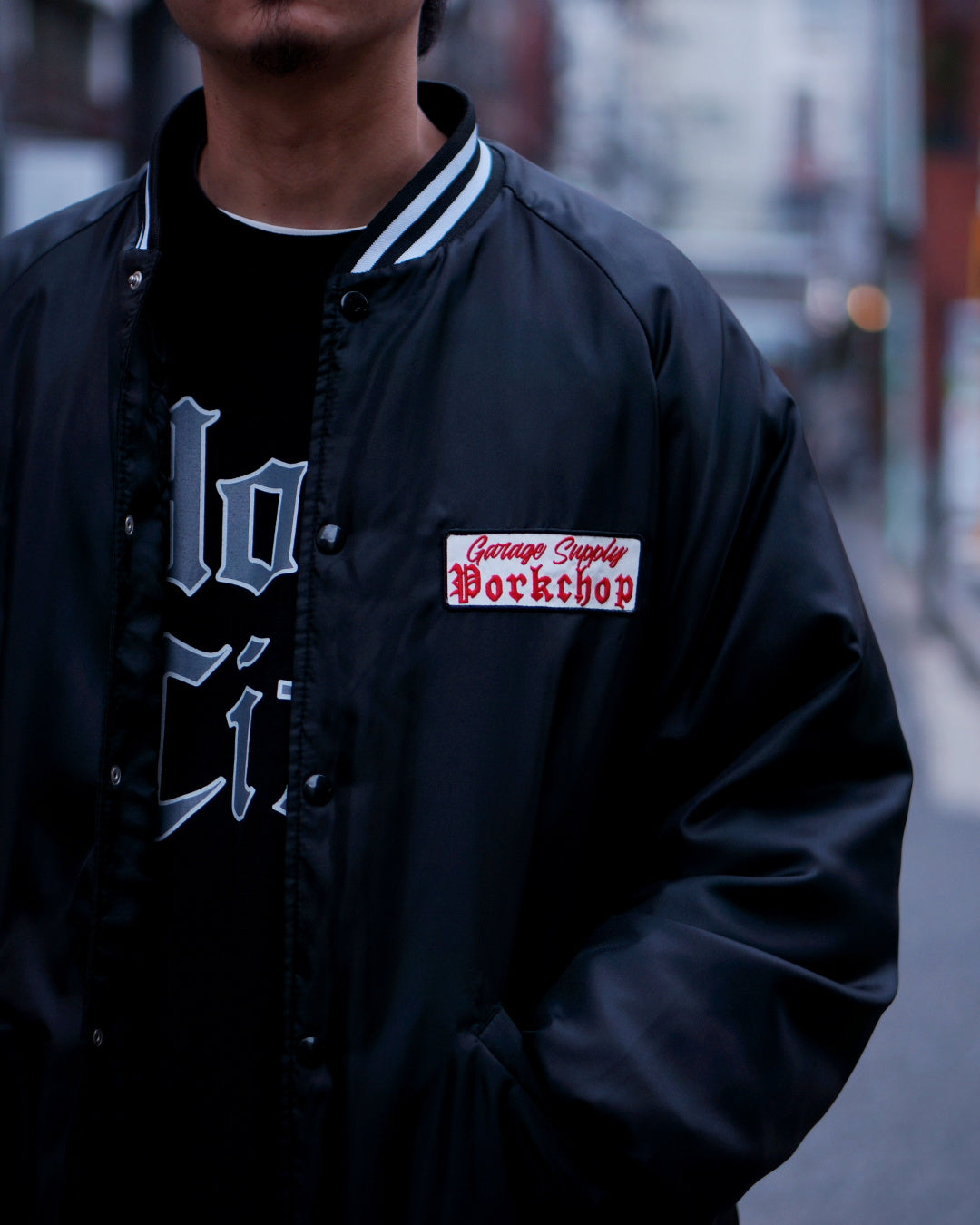 PORKCHOP | SATIN SPORT JKT - Black
