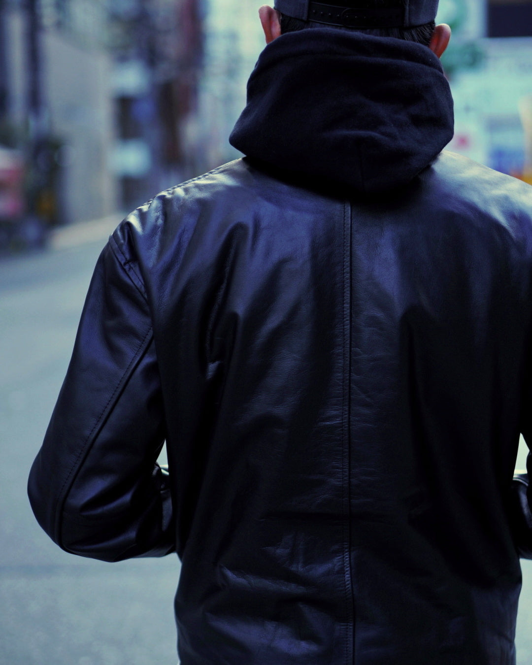 GOOD HELLER | LIGHT LEATHER AWARD JACKET - Black