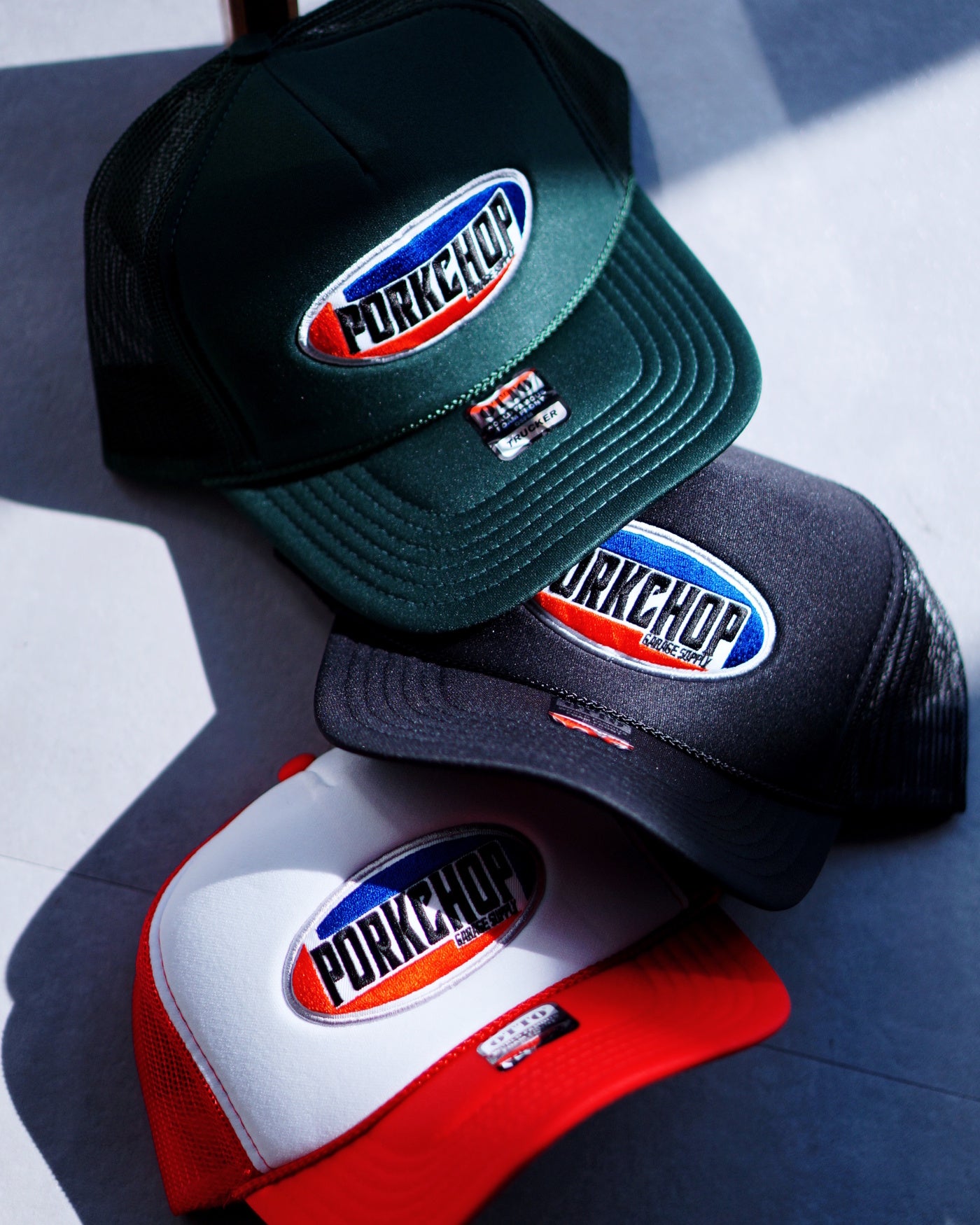 PORKCHOP GARAGE SUPPLY 「O.E. WAPPEN MESH CAP」 5パネルメッシュ