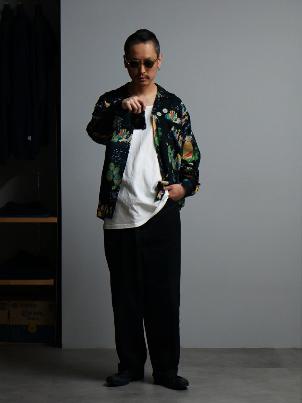 RADIALL | HOT DUB - OPEN COLLARED SHIRT L/S - Black