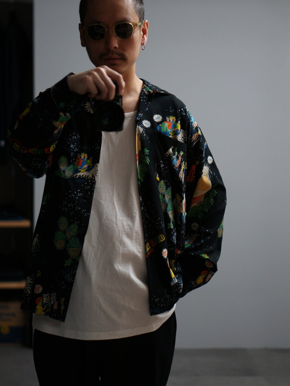 RADIALL | HOT DUB - OPEN COLLARED SHIRT L/S - Black