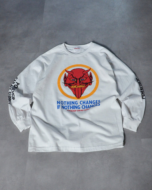 PORKCHOP | NOTHING DEVIL L/S TEE - White