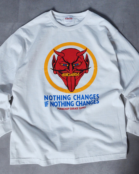 PORKCHOP | NOTHING DEVIL L/S TEE - White