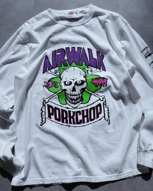 PORKCHOP | AP SKELETON L/S TEE - White