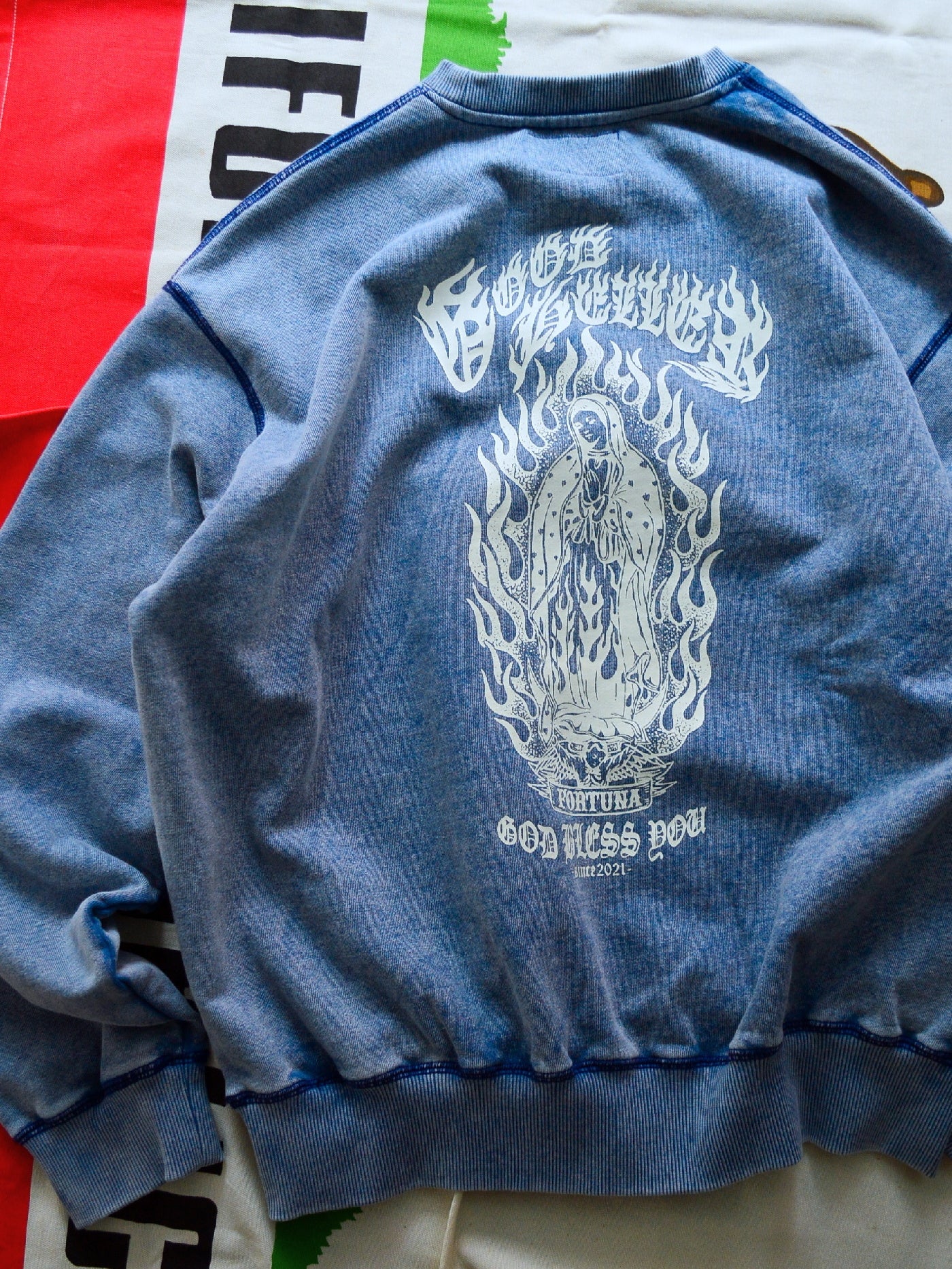 GOOD HELLER | MARIA USED CREW SWEAT - Blue