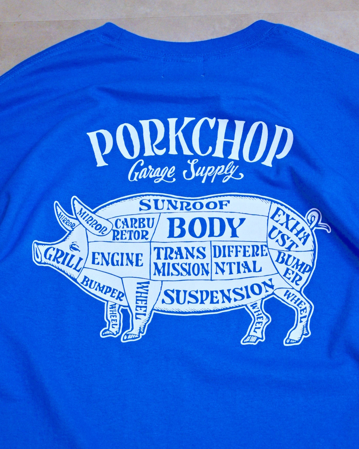 PORKCHOP | PORK BACK L/S TEE - Blue/White