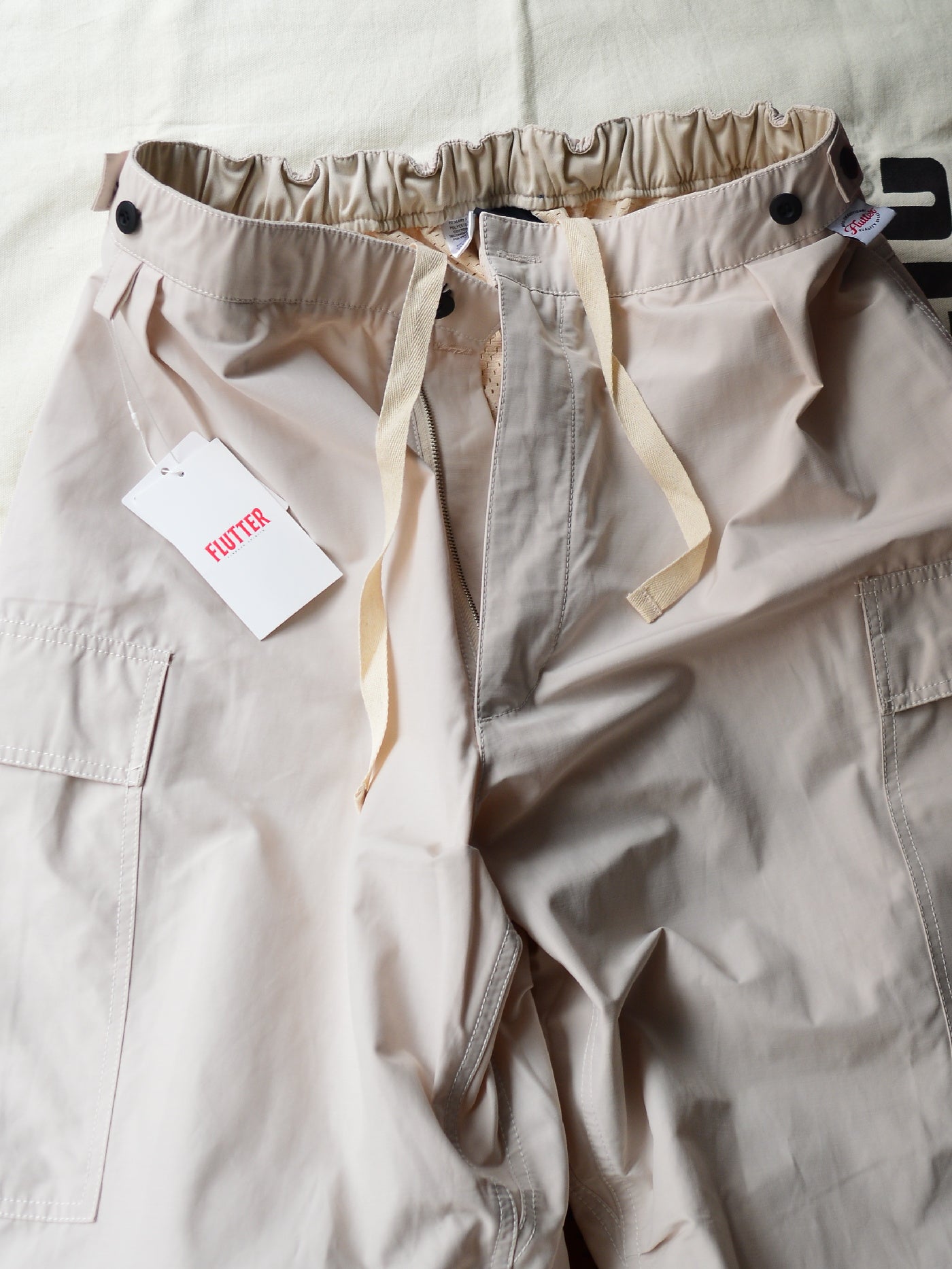 FLUTTER | T/C Track Cargo Pants - Light Beige