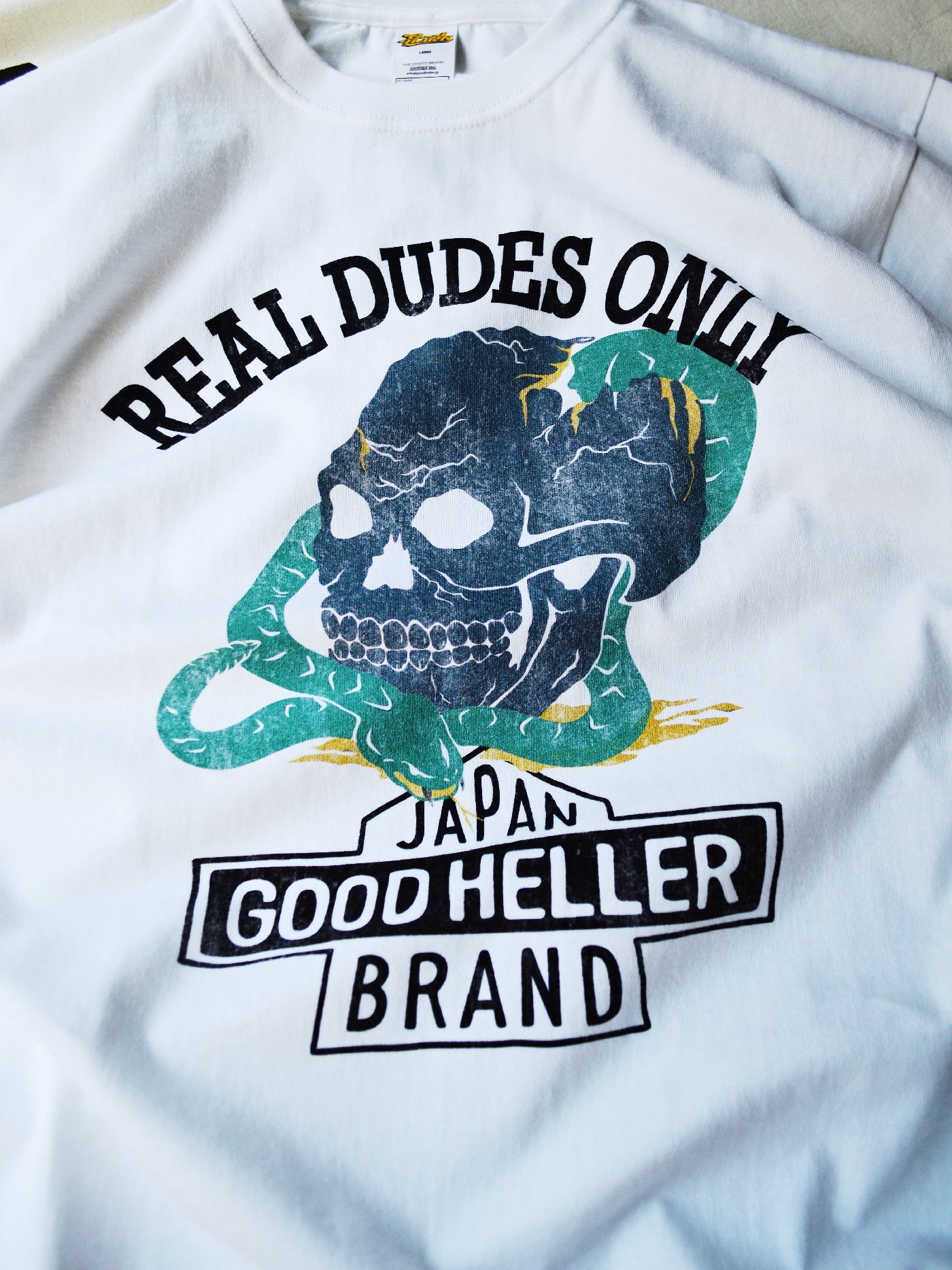 GOOD HELLER | SKULL&SNAKE AMERICAN LOGO T-SHIRT - White