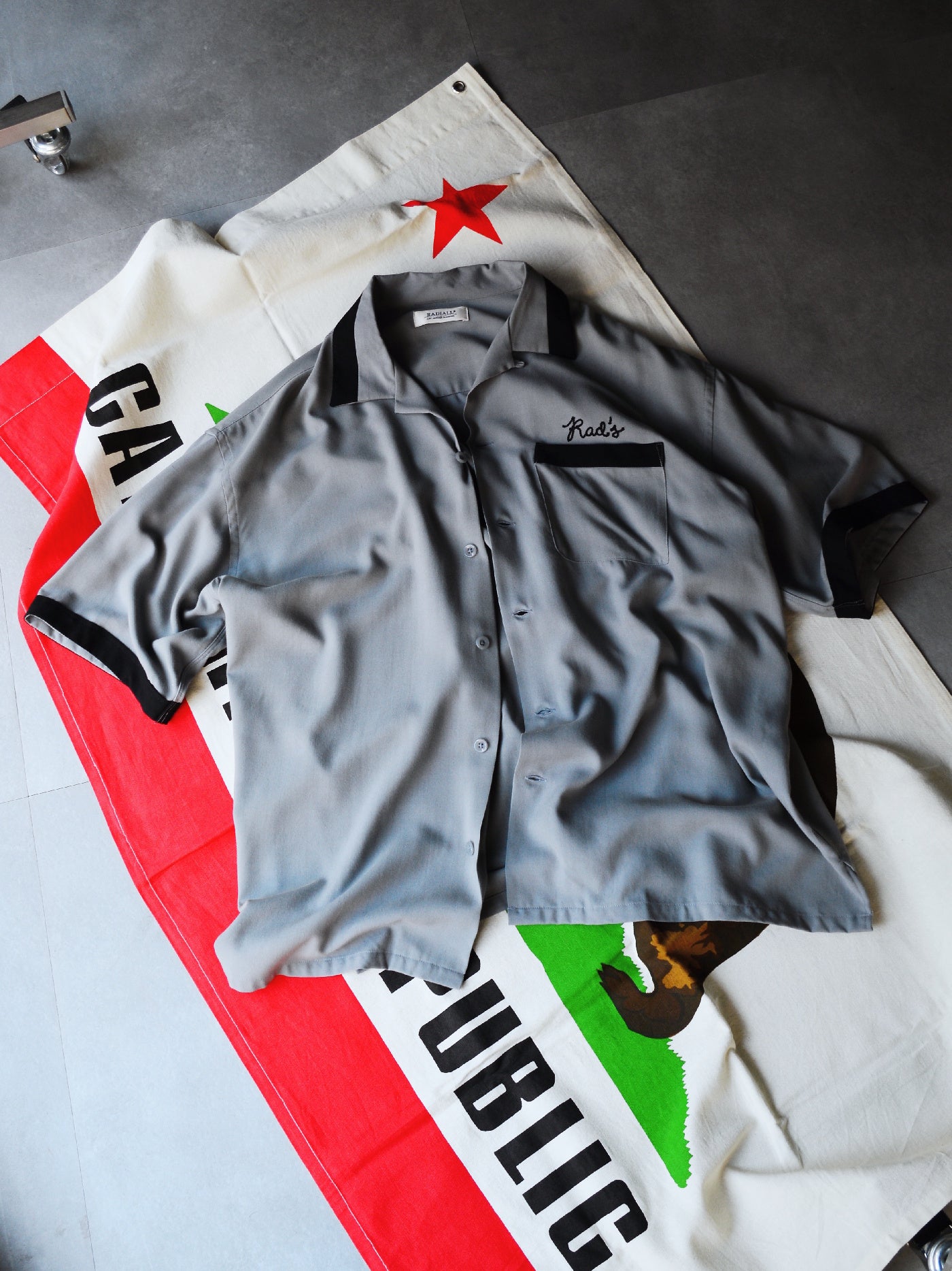 RADIALL | True Deal Pot - OPEN COLLARED SHIRT S/S - Steel Gray