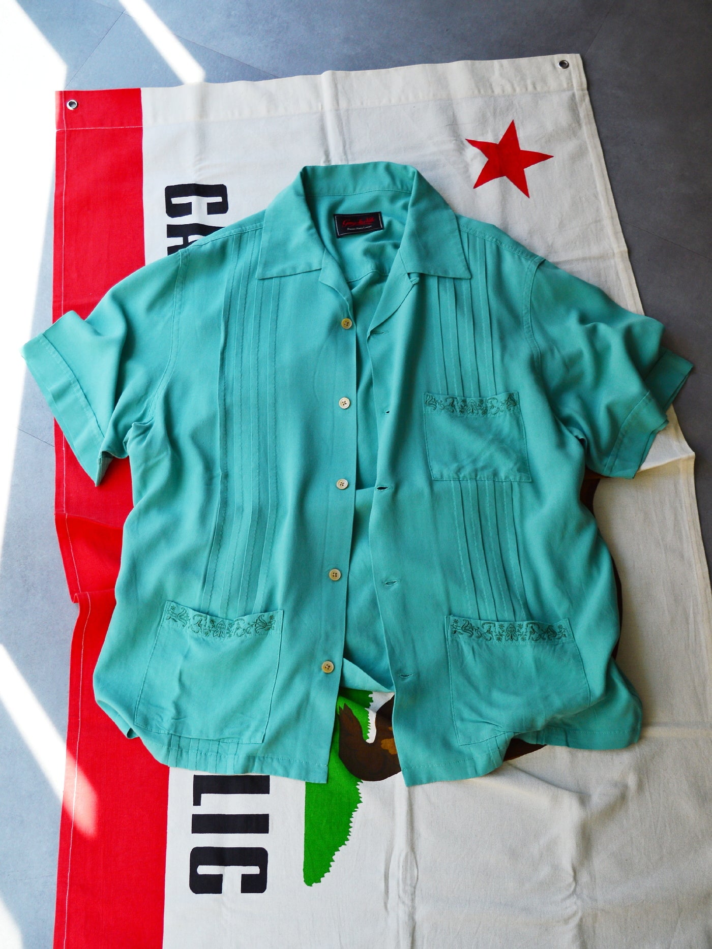 GANGSTERVILLE | RIPTIDE CLUB - S/S GUAYABERA SHIRTS / GSV5114 - Mint Green
