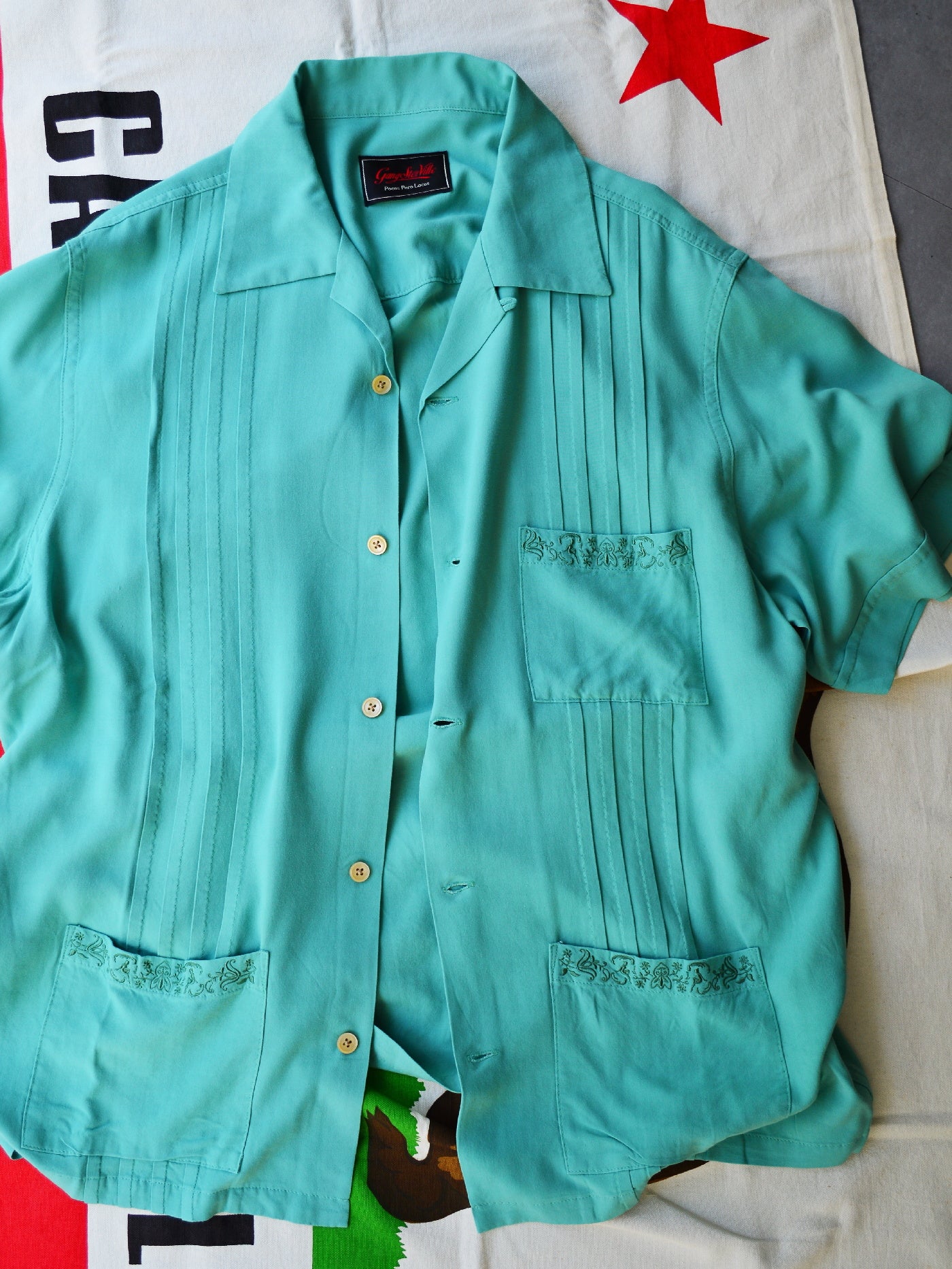 GANGSTERVILLE | RIPTIDE CLUB - S/S GUAYABERA SHIRTS / GSV5114 - Mint Green