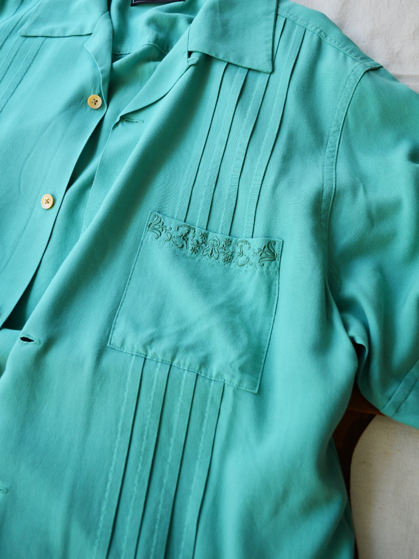 GANGSTERVILLE | RIPTIDE CLUB - S/S GUAYABERA SHIRTS / GSV5114 - Mint Green