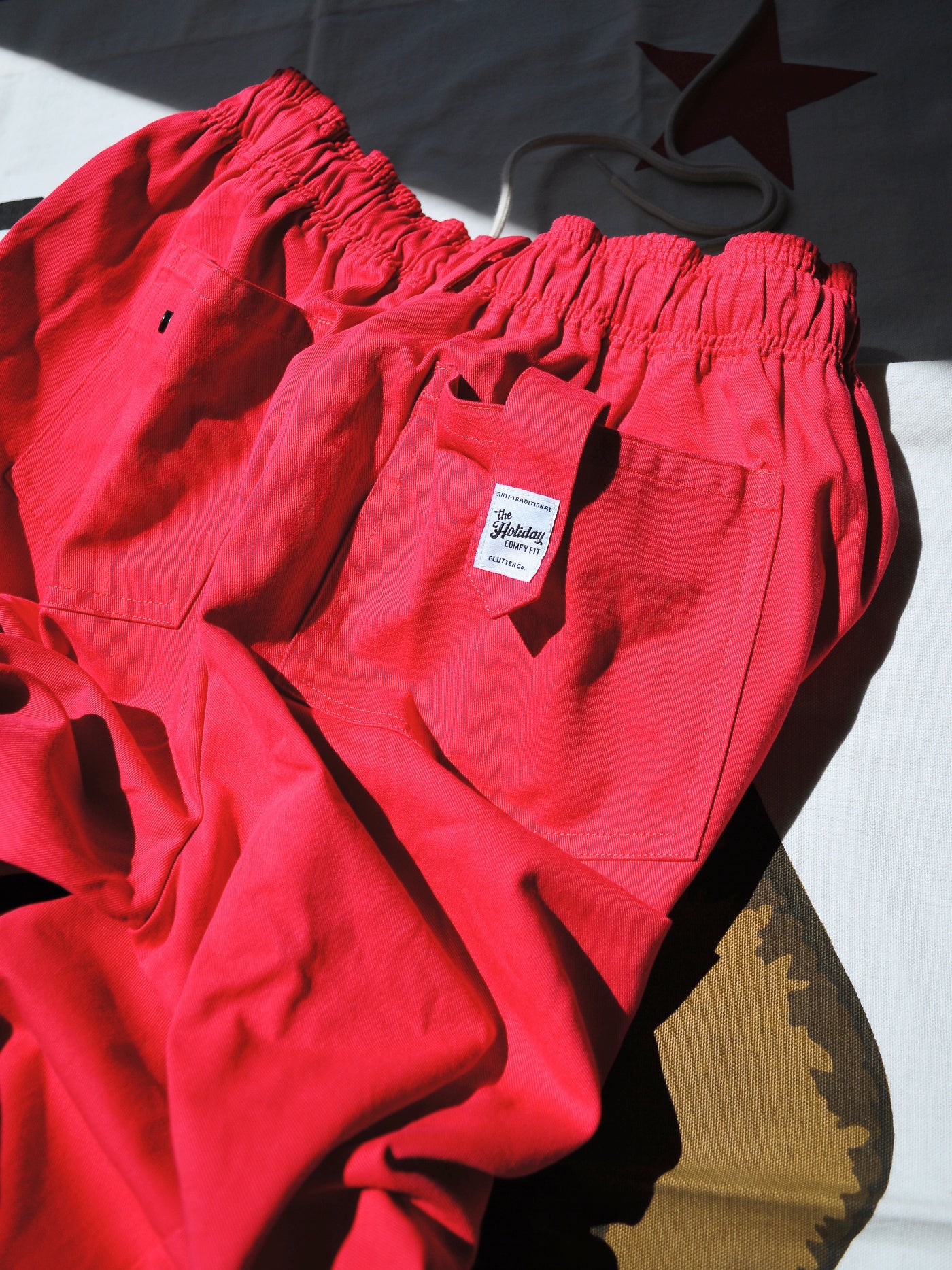 FLUTTER | The Holiday -Comfy fit- Cotton Twill Easy Pants - Coral Red