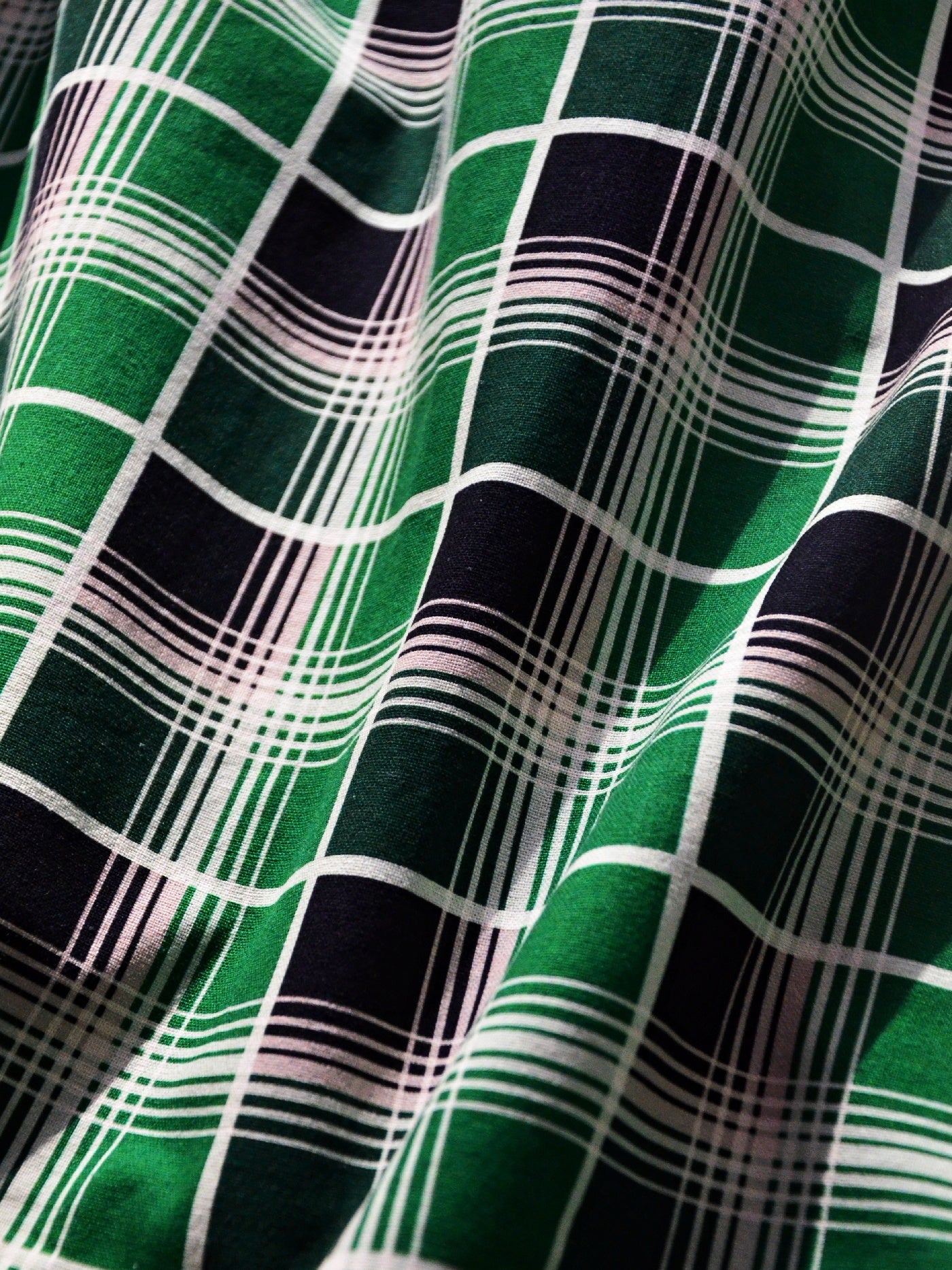 GOOD HELLER | PRINT CHECK L/S SHIRT - Green/Black