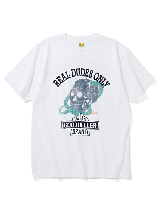 GOOD HELLER | SKULL&SNAKE AMERICAN LOGO T-SHIRT - White