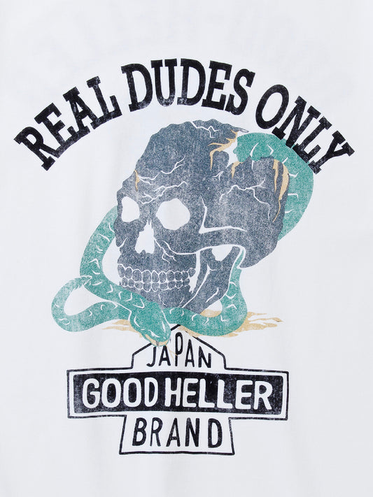GOOD HELLER | SKULL&SNAKE AMERICAN LOGO T-SHIRT - White