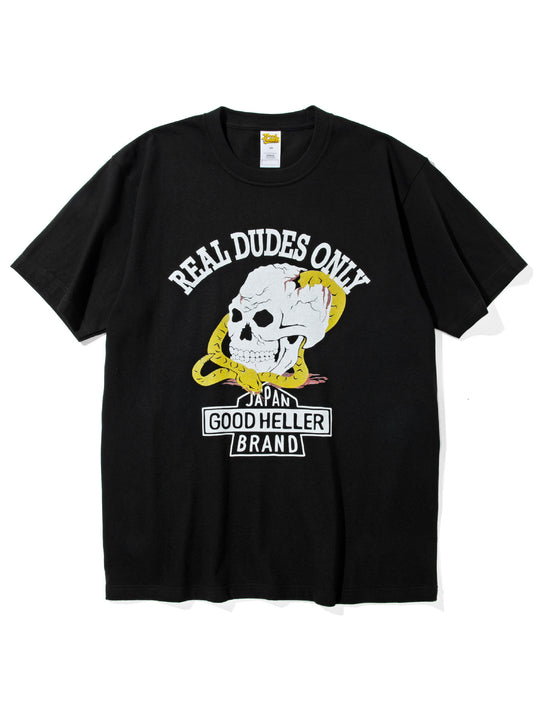 GOOD HELLER | SKULL&SNAKE AMERICAN LOGO T-SHIRT - Black