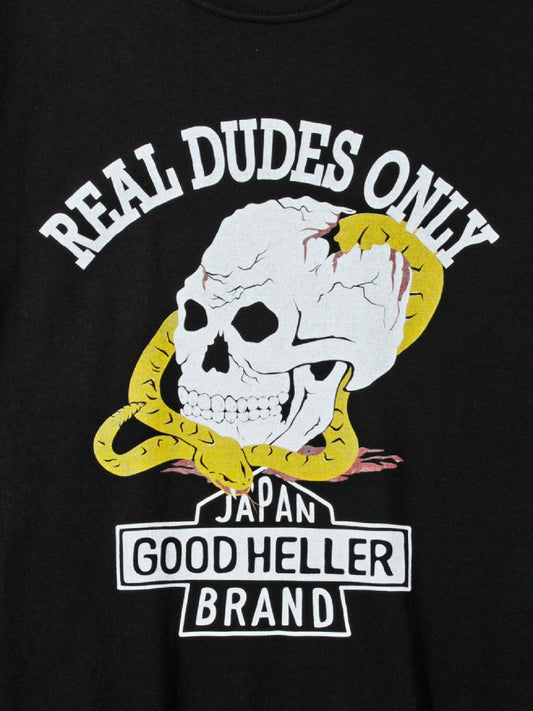 GOOD HELLER | SKULL&SNAKE AMERICAN LOGO T-SHIRT - Black
