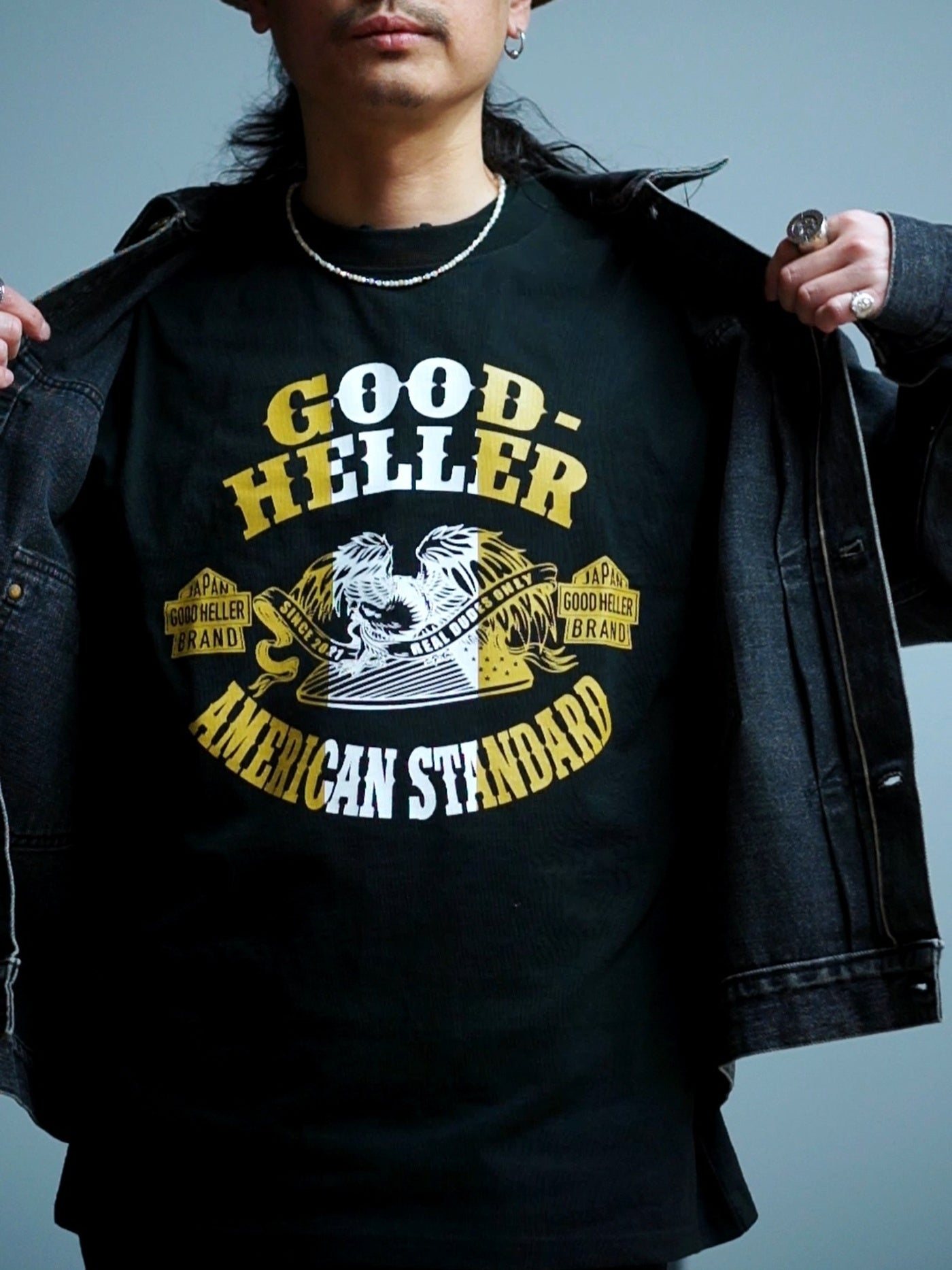 GOOD HELLER | AMERICAN EAGLE L/S T-SHIRT - Black