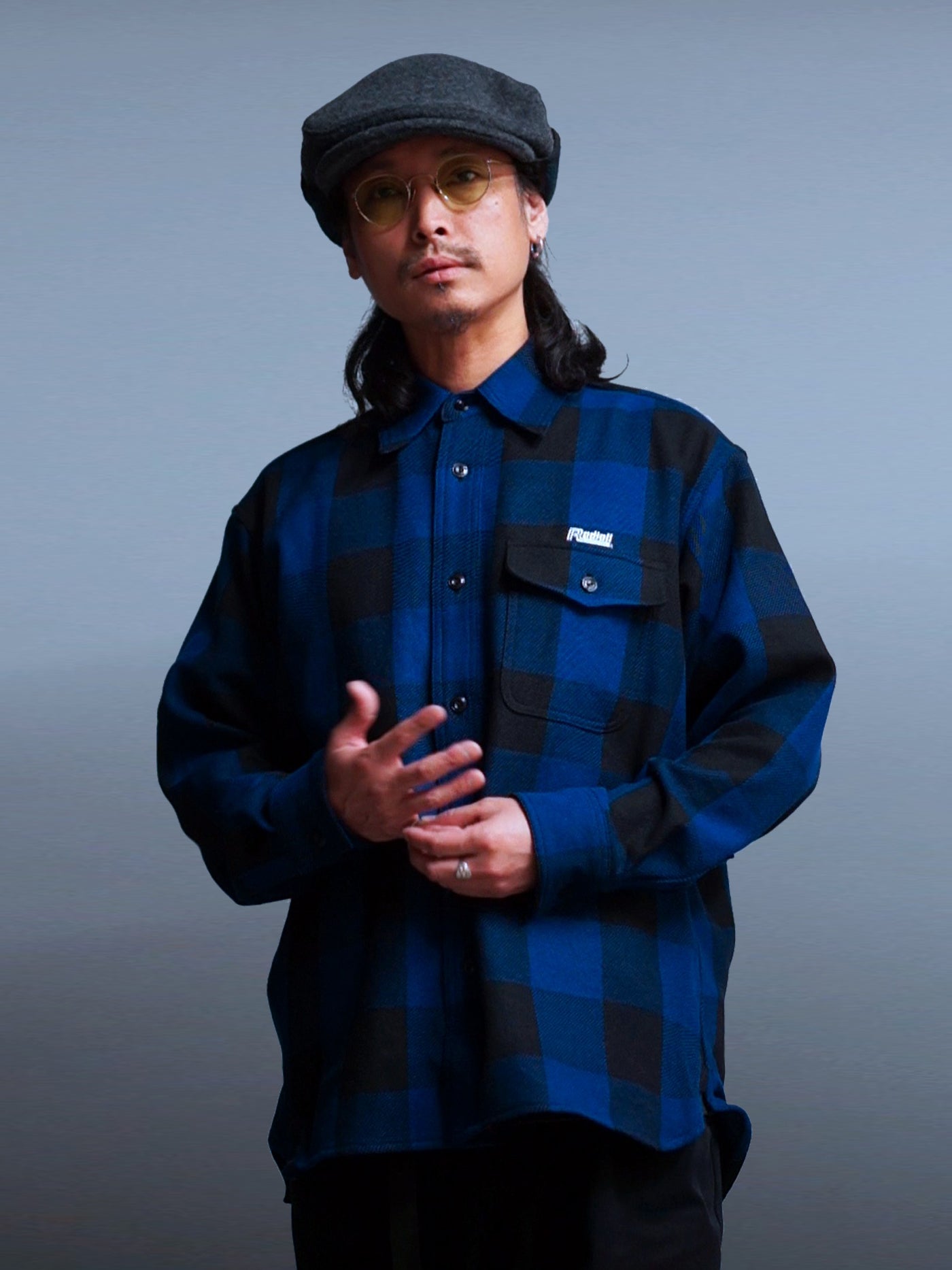 RADIALL | TAILGATE - REGULAR COLLARED SHIRT L/S - Navy/Black