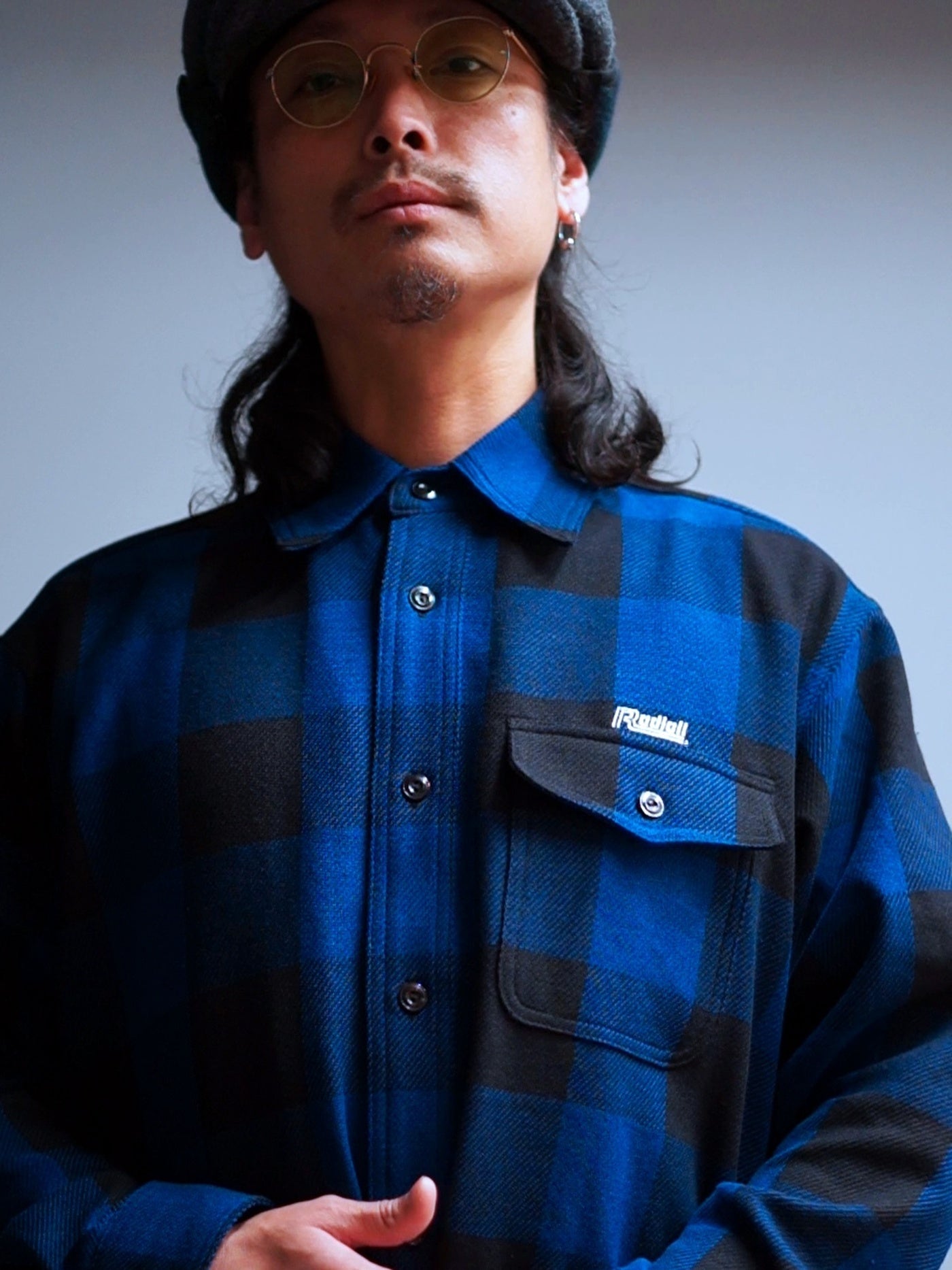 RADIALL | TAILGATE - REGULAR COLLARED SHIRT L/S - Navy/Black