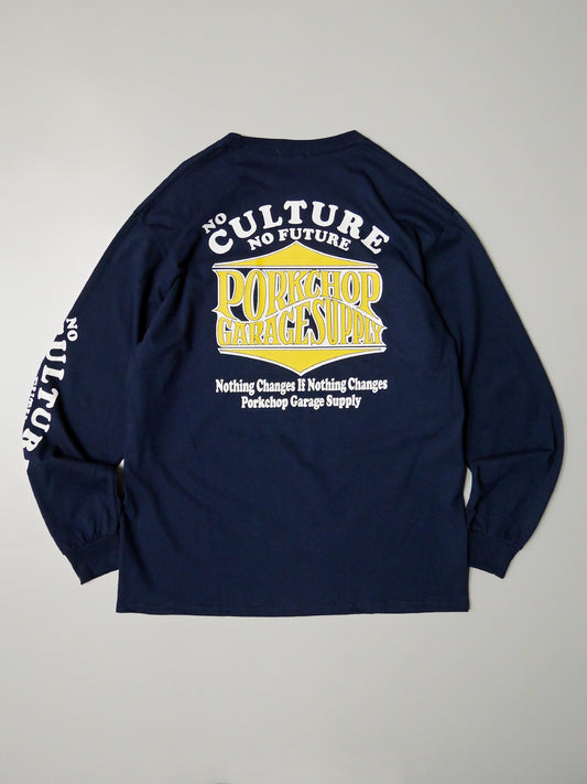 PORKCHOP | WAVE LOGO L/S TEE - Navy