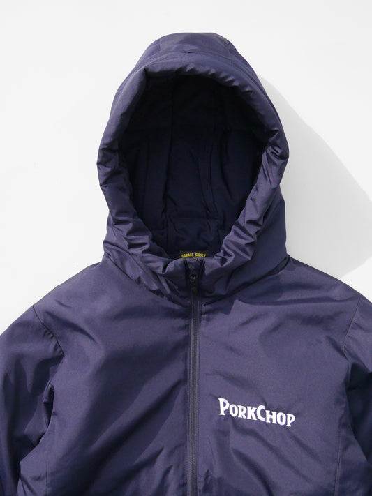 【12.28 (Sun) 12:00 Release】PORKCHOP | BURNING LOGO HOODED JKT - Navy