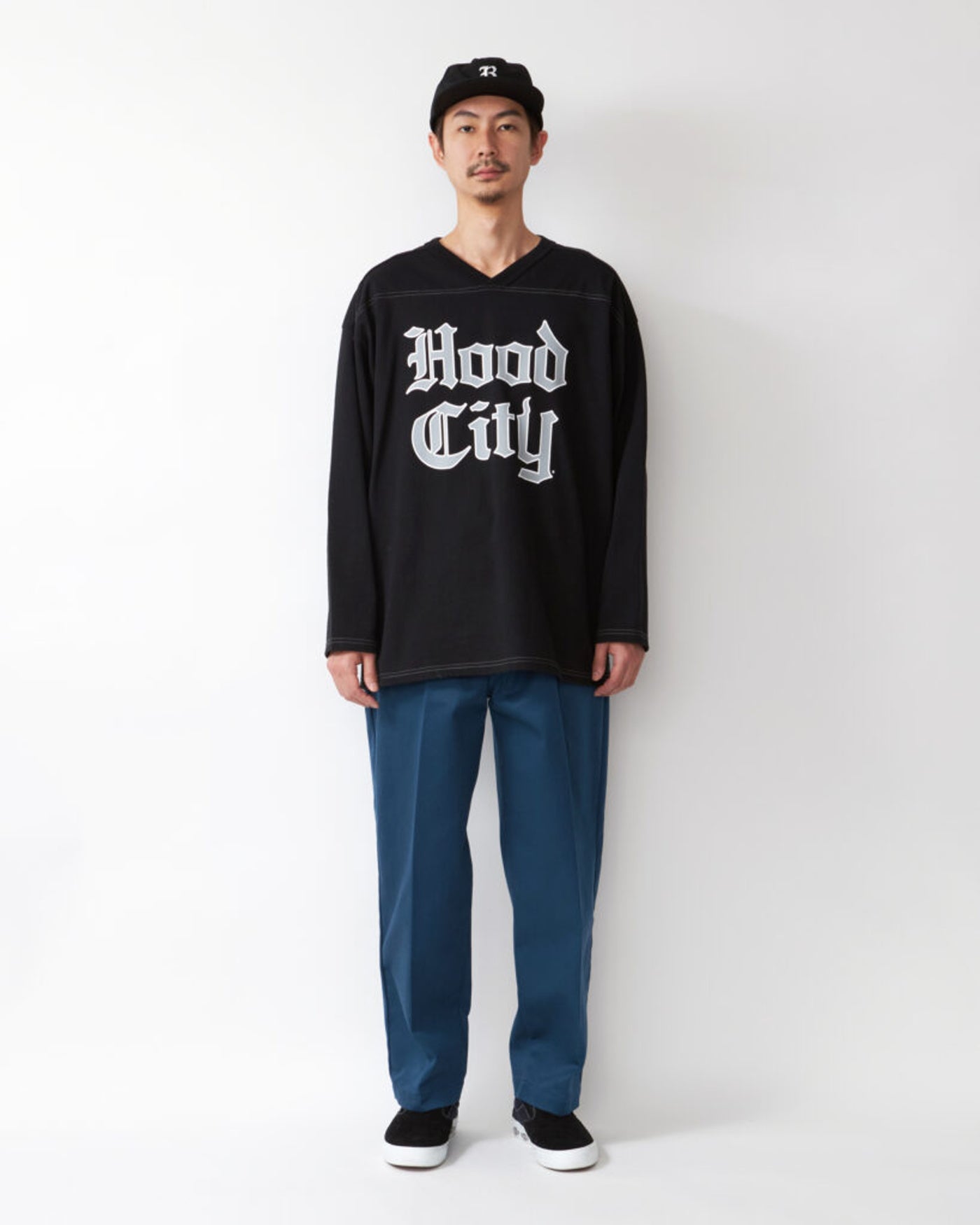 RADIALL | HOOD CITY - FOOTBALL T-SHIRT CROPPED SLEEVE - Black