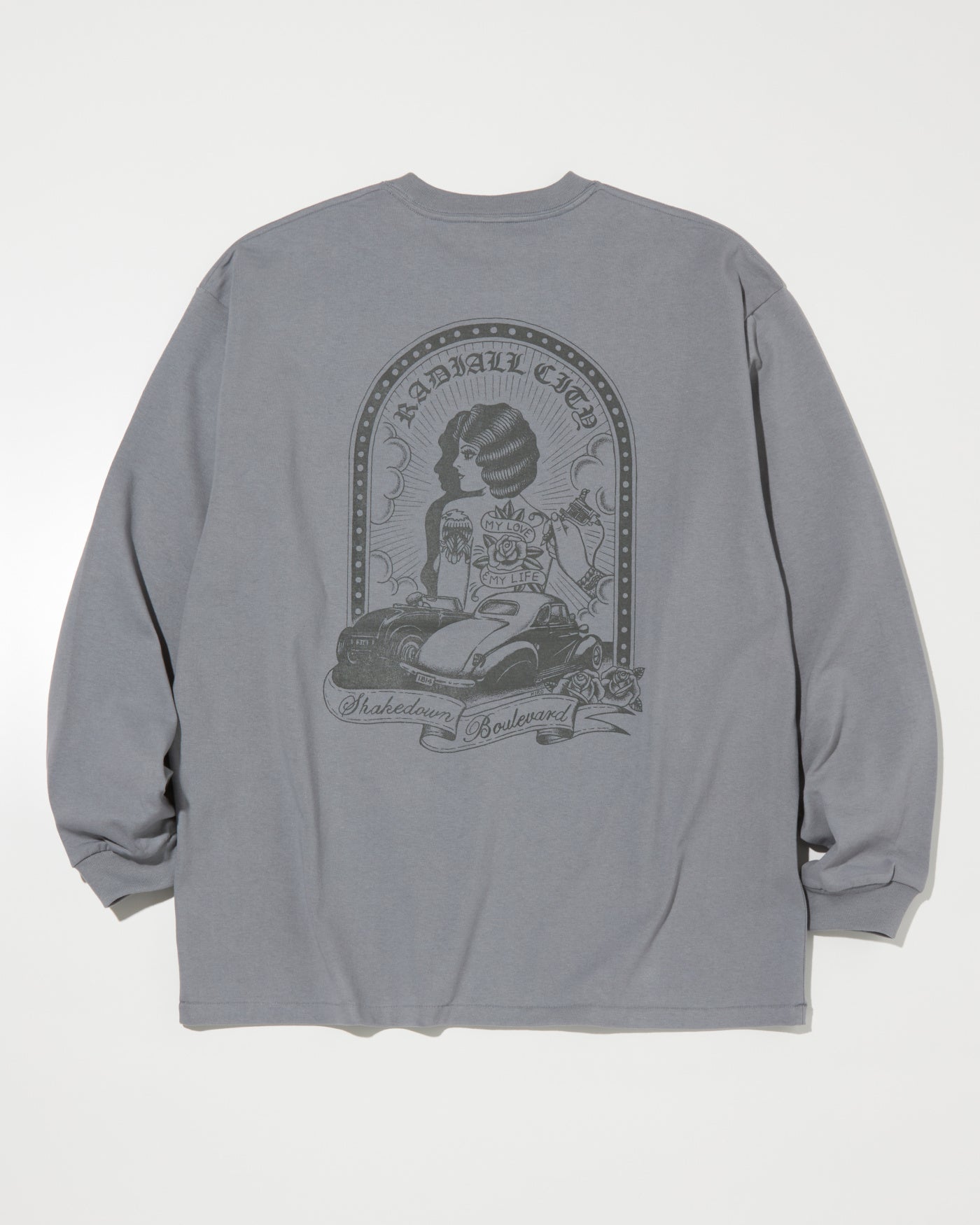 RADIALL | SHAKEDOWN BOULEVARD - CREW NECK T-SHIRT L/S - Steel Gray