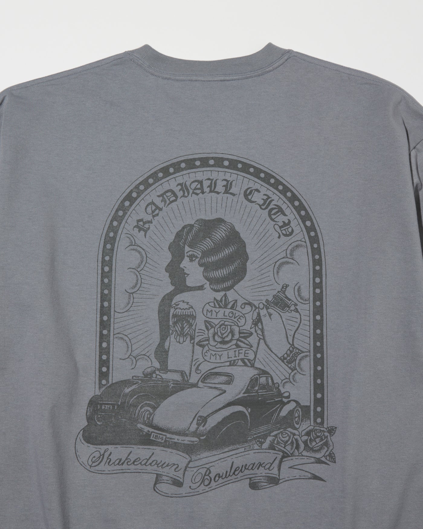 RADIALL | SHAKEDOWN BOULEVARD - CREW NECK T-SHIRT L/S - Steel Gray
