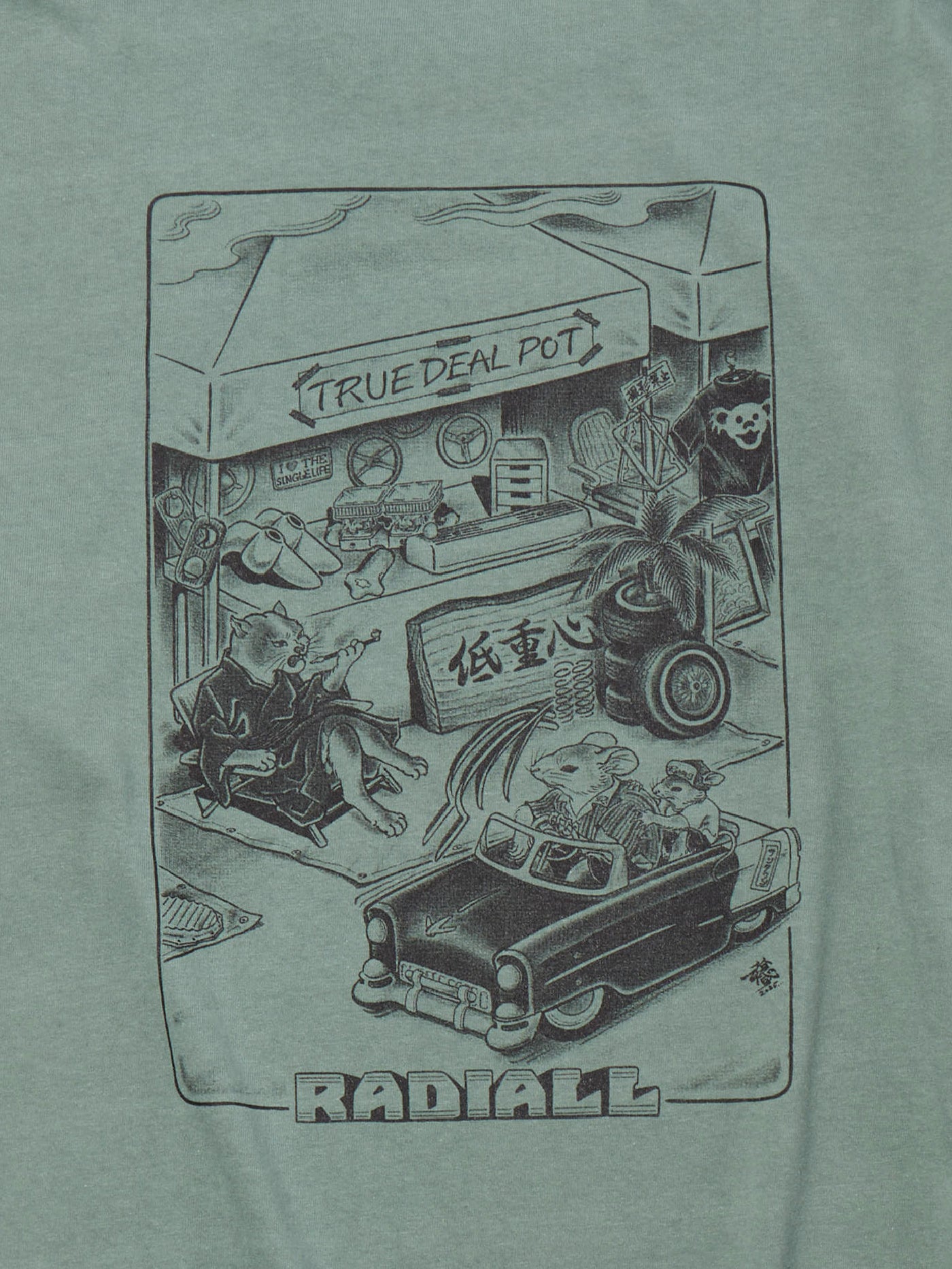 RADIALL | Choju Giga - CREW NECK T-SHIRT L/S - Shade Green