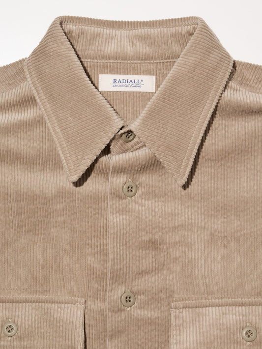【11.1 (Sat) 12:00 Release】RADIALL | Bricks - REGULAR COLLARED UTILITY SHIRT L/S - Taupe