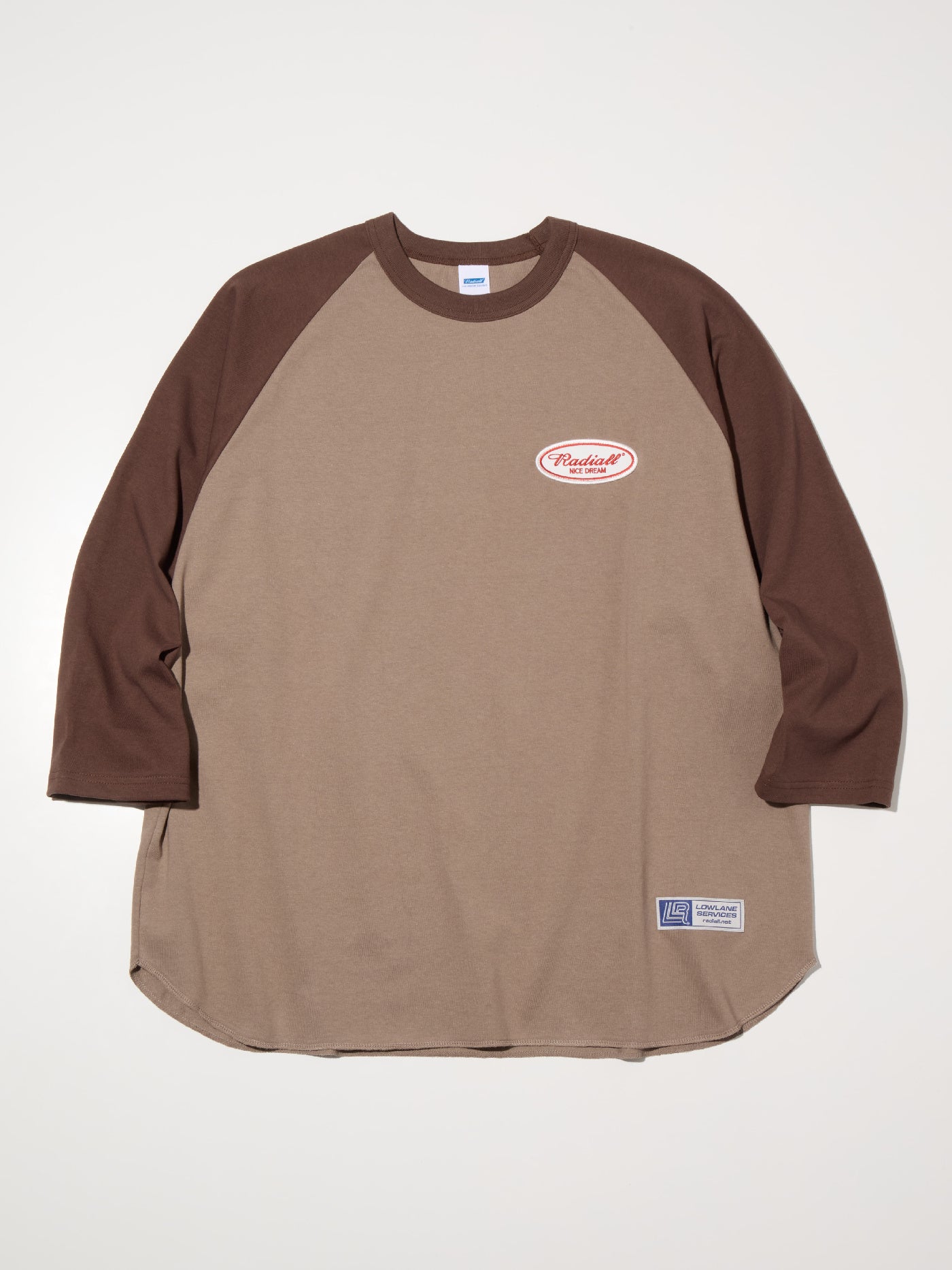 【8.23 (Sat) 12:00 Release】RADIALL | Oval - CREW NECK RAGLAN SHIRT 3Q/S - Brown