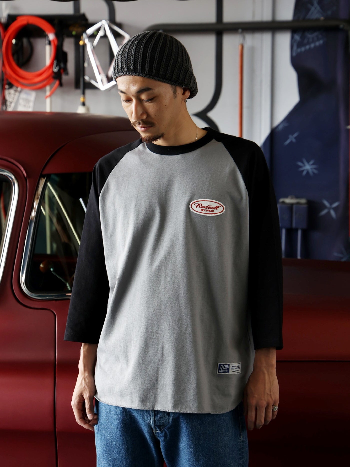 【8.23 (Sat) 12:00 Release】RADIALL | Oval - CREW NECK RAGLAN SHIRT 3Q/S - Gray