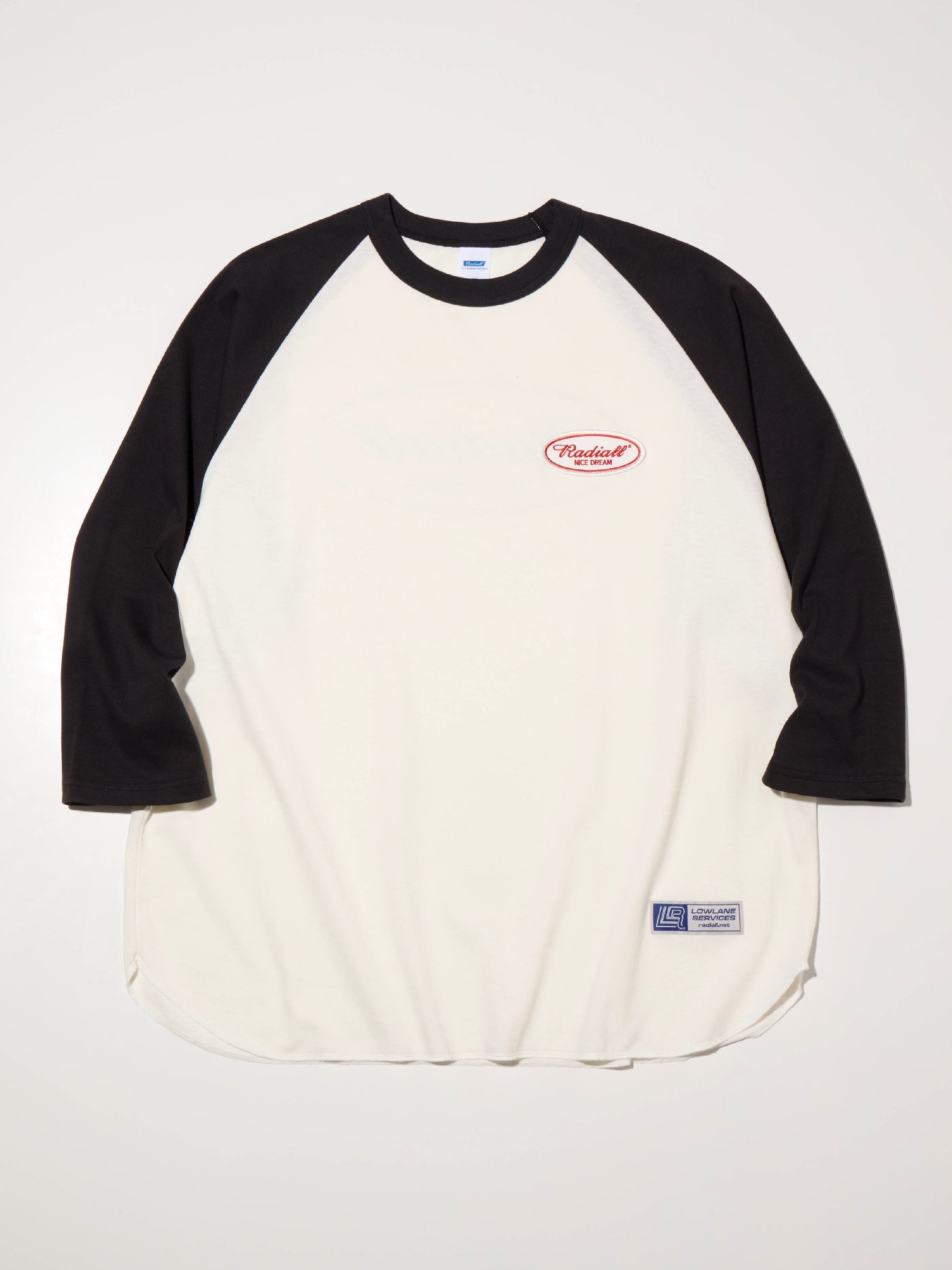 【8.23 (Sat) 12:00 Release】RADIALL | Oval - CREW NECK RAGLAN SHIRT 3Q/S - White