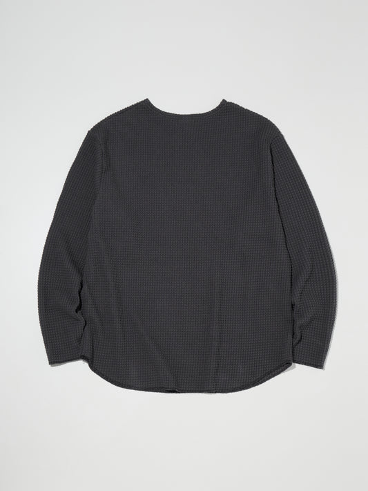 RADIALL | Big Waffle - BOAT NECK T-SHIRT L/S - Ink Black