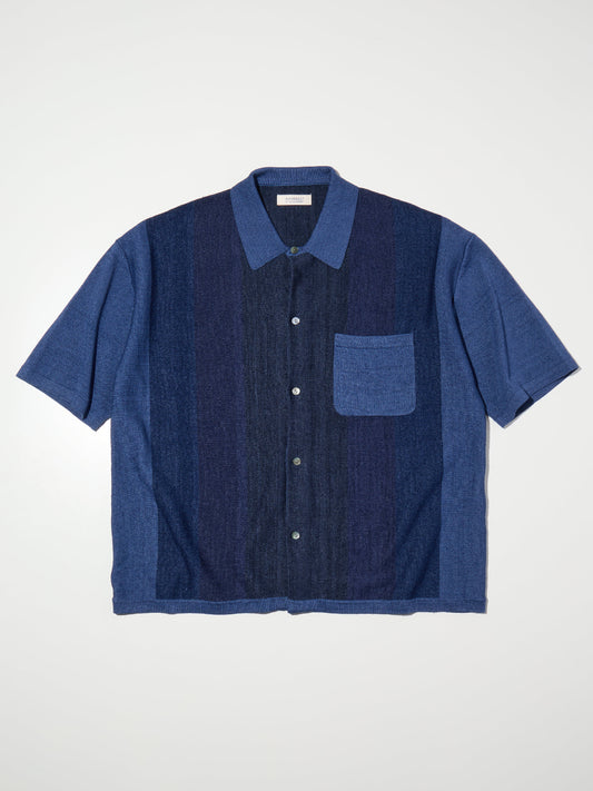 【4.11 (Sat) 12:00 Release】RADIALL | Tone - REGULAR COLLARED SWEATER S/S - Cosmic Navy